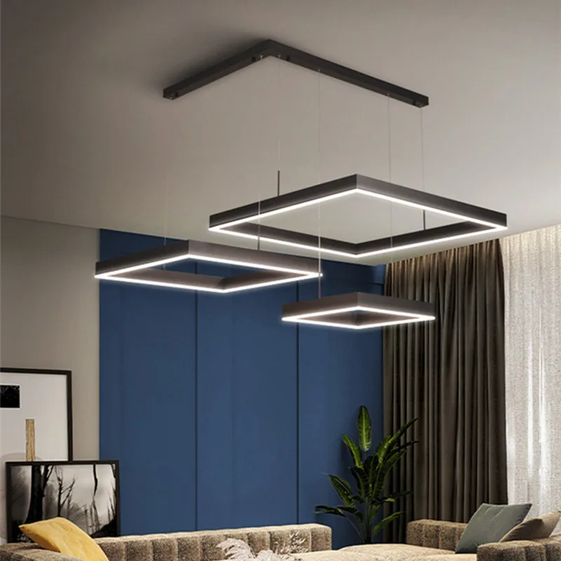 Modern Led Pendant Light Minimalism Living Room Bedroom Ceiling Chandelier Lighting Decoration Home Square Hanging Lamp Fixtures