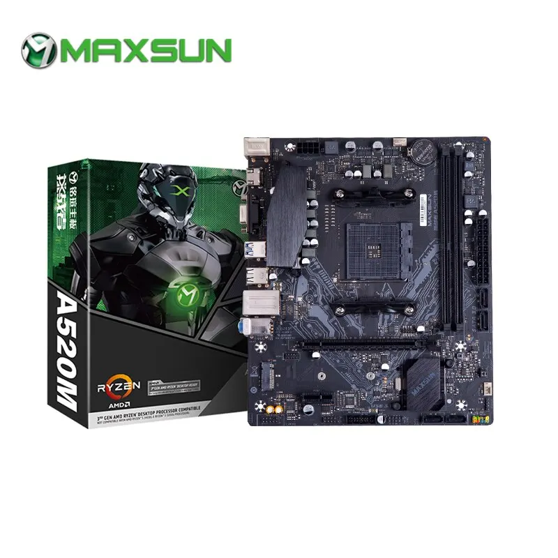 MAXSUN Motherboard AMD A520M DDR4 M.2 USB3.2 STAT3.0 Desktop Computer Components Support Ryzen R3 R5 AM4 CPU 4650 5600G 5700X