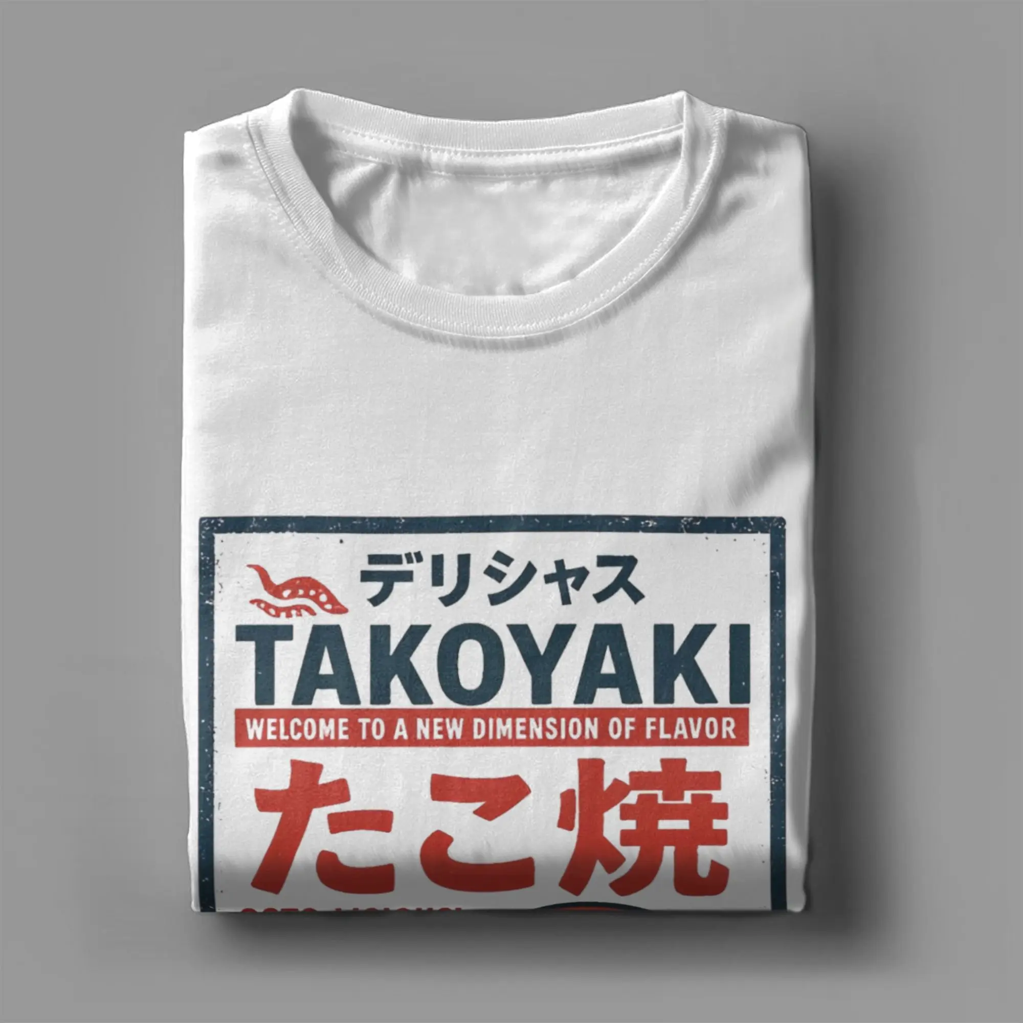 Takoyaki Osaka Dotonbori Drunken Octopus T Shirts Men's Pure Cotton T-Shirt O Neck  Tee Shirt Short Sleeve Clothing Printed