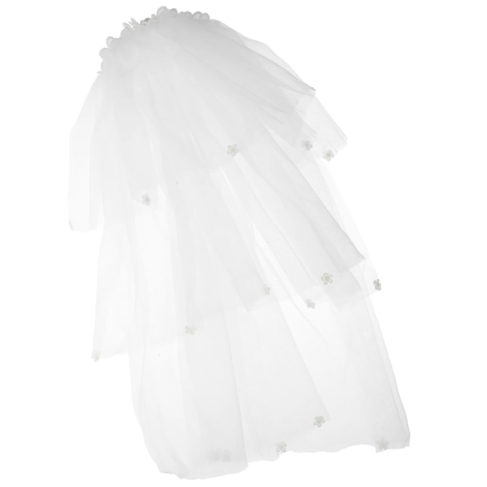 

Veil Pearl Flower Headband for Kids White Girl Hair Band Party Supplies Birthday Christmas New Year Eve Celebration Lovely