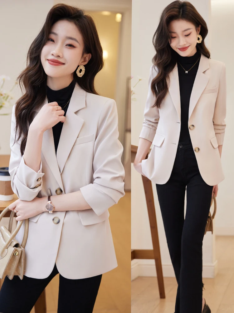 

Cherry Blossom Color Women's Suit Jacket Casual Fashion Slim Fit Spring Autumn New Arrival High Quality Ladies'