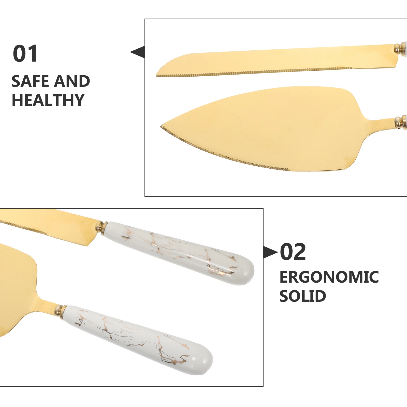 

2pcs Knife Set Stainless Baking Shovel Steel Ceramic Baking Spatula Pizza Shovel Dessert Tools Kitchen Barware