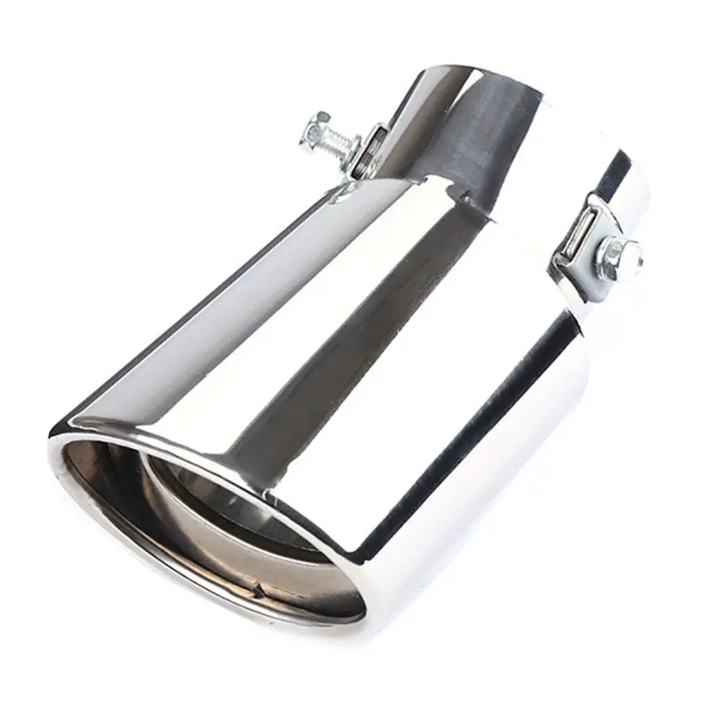 A65P-Car Stainless Steel Exhaust Tail Throat Round Tube Universal Fits Car Accessories