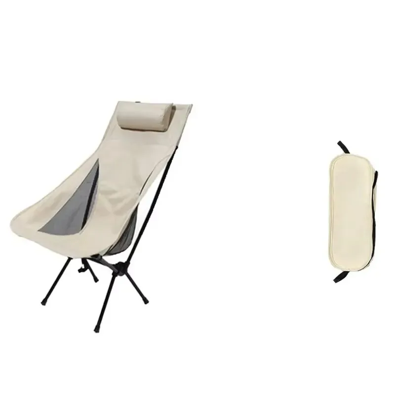 Outdoor Camping High Back Foldable Moon Chair Folding Portable Metal Picnic Chair with Carrying Bag for Camp Travel Beach Hiking