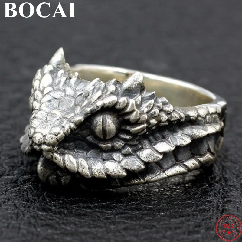 

BOCAI S925 Sterling Silver Punk Rings 2021 Popular Venomous Snake Head Domineering Hand Ornaments Pure Argentum Charm Jewelry