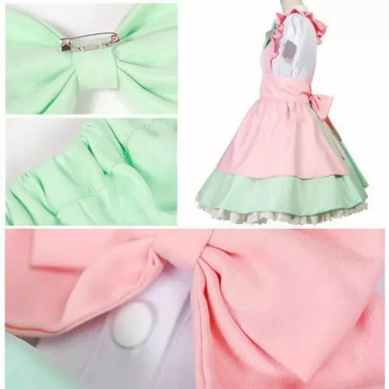 Sissy satin two tone dress, maid fluffy lace lace lace, lockable cosplay, Halloween costume party customized