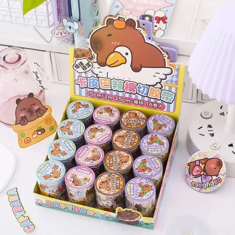 New 4Roll Capybara Tape 35CM Loop Pattern Pre-cut Model DIY Decorative Material School Office Stationery Gift