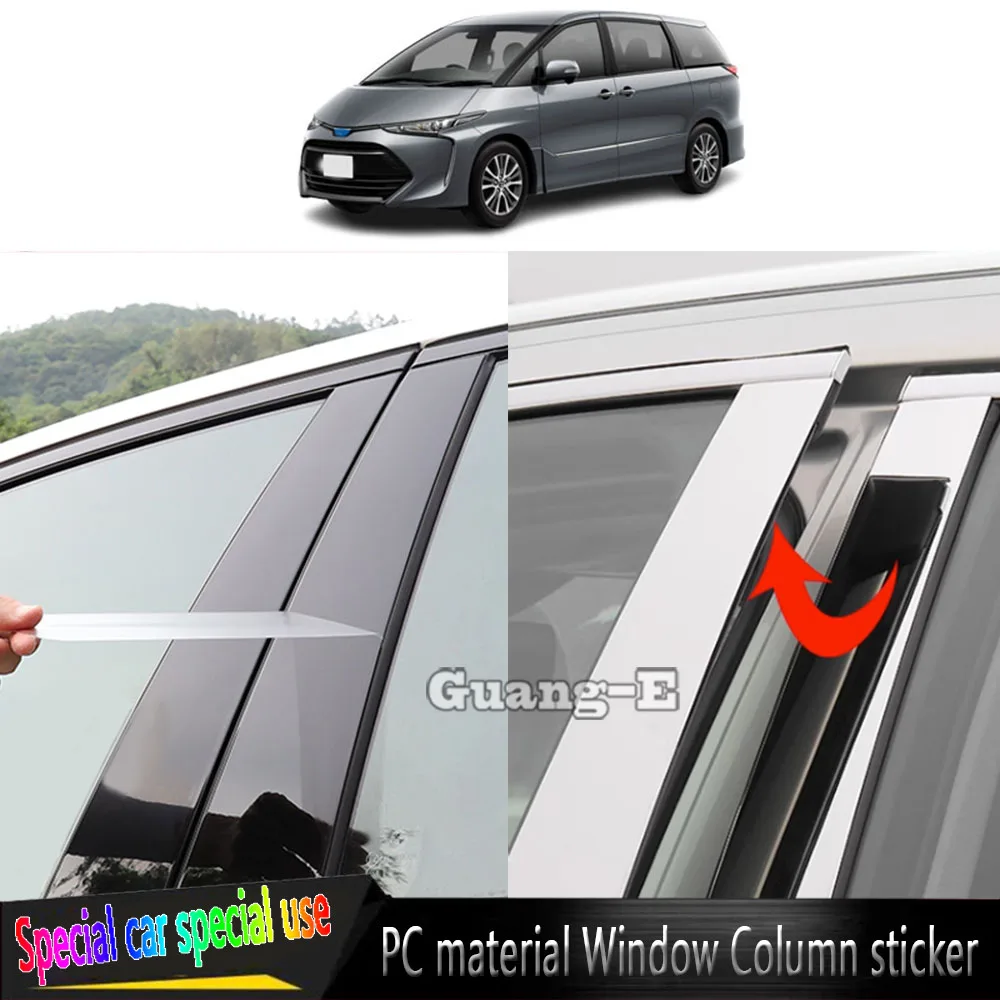 For Toyota Previa Estima XR30 XR40 XR50 2004-2016 Car TPU/Glossy Mirror Pillar Post Cover Door Trim Window Molding Sticker Plate