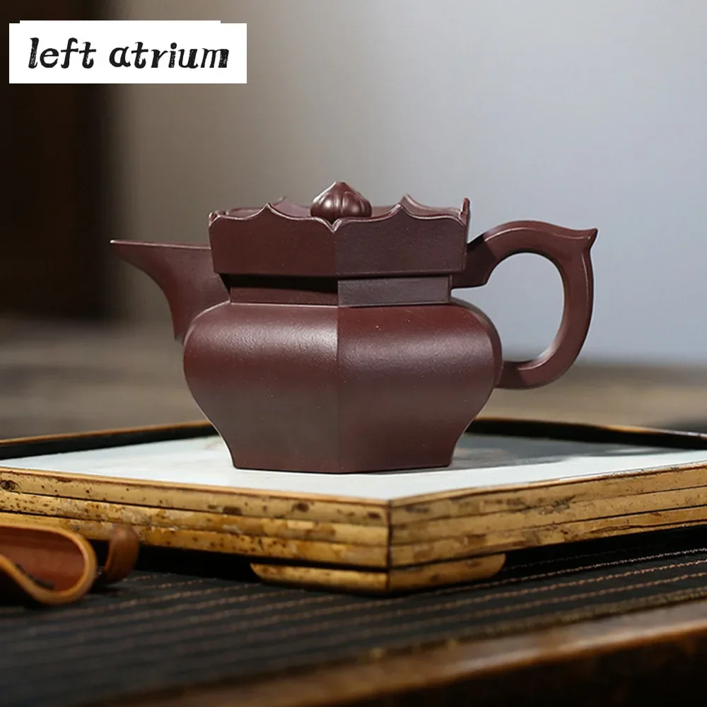 250ml Yixing Purple Clay Teapot Famous Artists Handmade Monk Hat Pot Deposit Raw Ore Purple Mud Kettle Chinese Zisha Tea Set