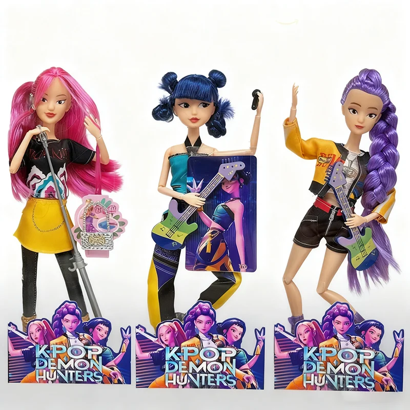 Quente kpop demon hunters 3 na moda nova figura de ação brinquedo conjunto derpys tigre rumi mira zoey buceta boneca para presente natal