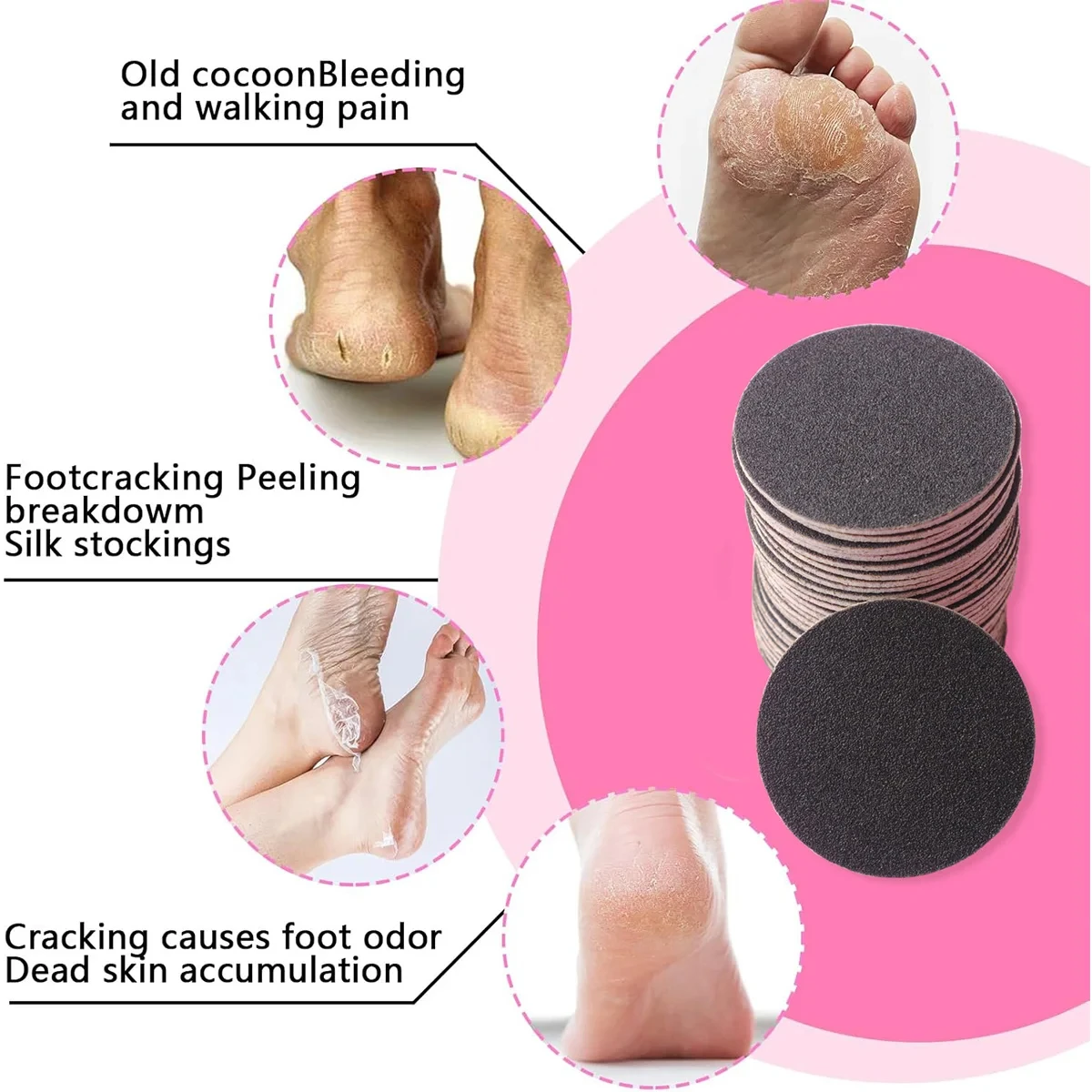 43mm 60pcs/Box Foot Dead Skin Sandpaper For Electric Nail File Cuticle Callus Replaceable Sanding Paper Professional Pedicure image 5