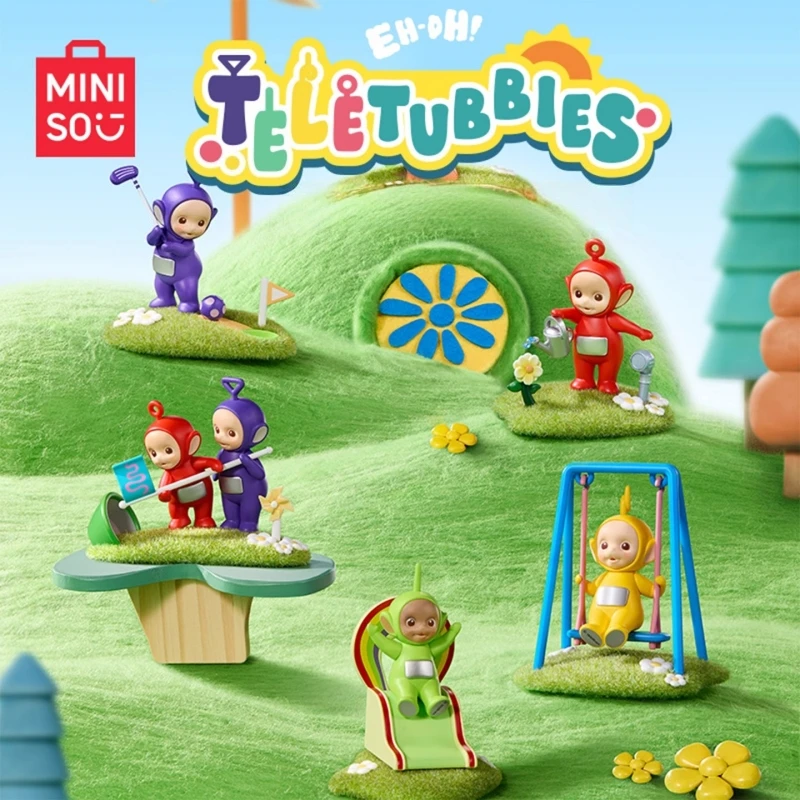MINISO Teletubbies ماجيك آيلاند سلسلة صندوق أعمى لطيف تينكي وينكي نموذج الكرتون الحلي لعب الأطفال هدايا عيد الميلاد