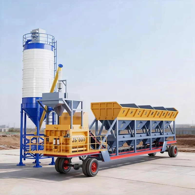 Planta Mezcladora de Concreto Móvil JS1000 Directa de Fábrica con Silo de Polvo y Motor para Construcción Hormigonera