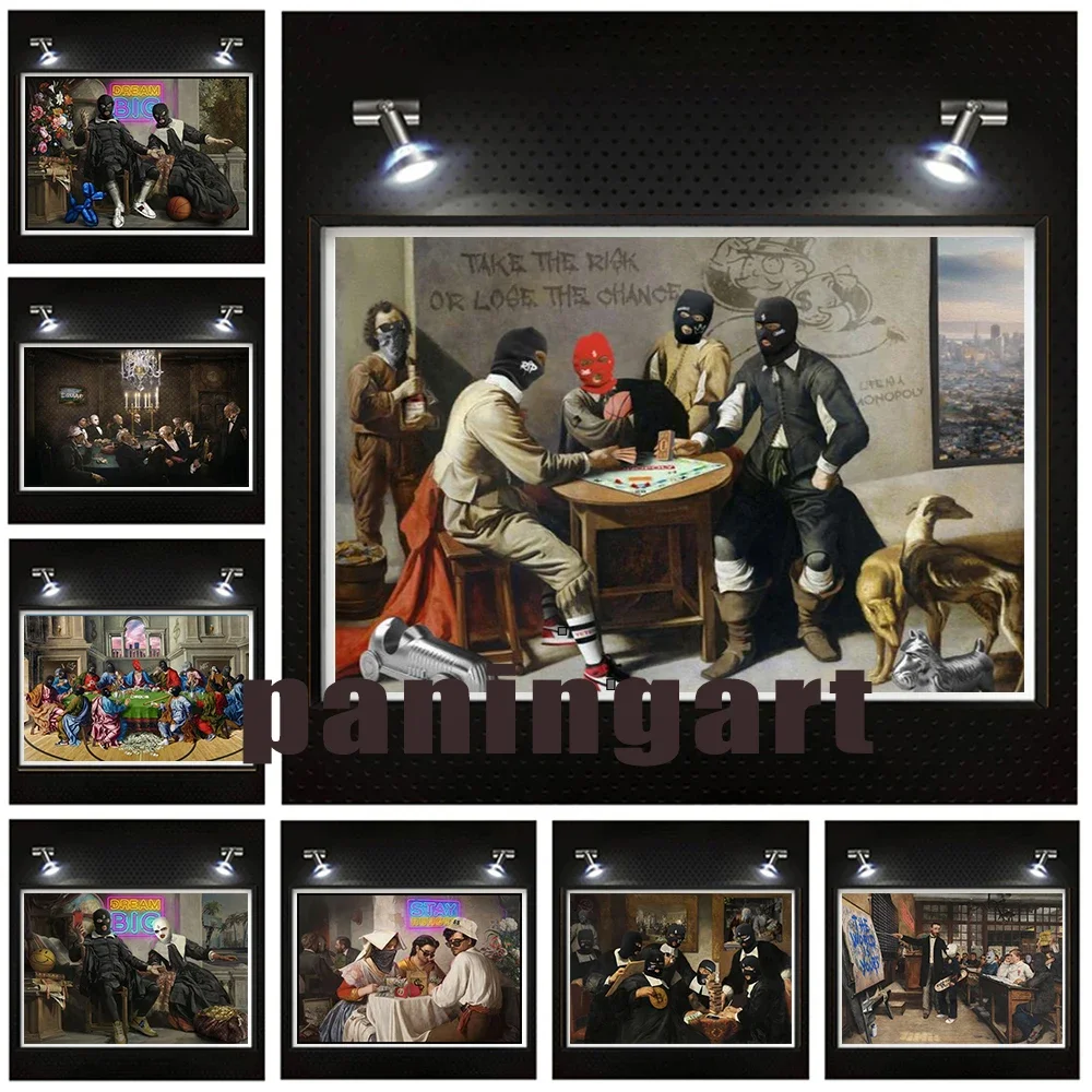 Vintage Wall Art Masked Characters The Last Supper World Famous Paintings HD Canvas Poster Prints Home Bedroom Living Room Decor