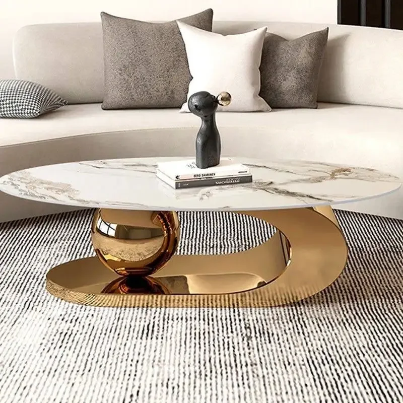 Modern Light Luxury Coffee Table Italian Designer Black Oval Coffee Table