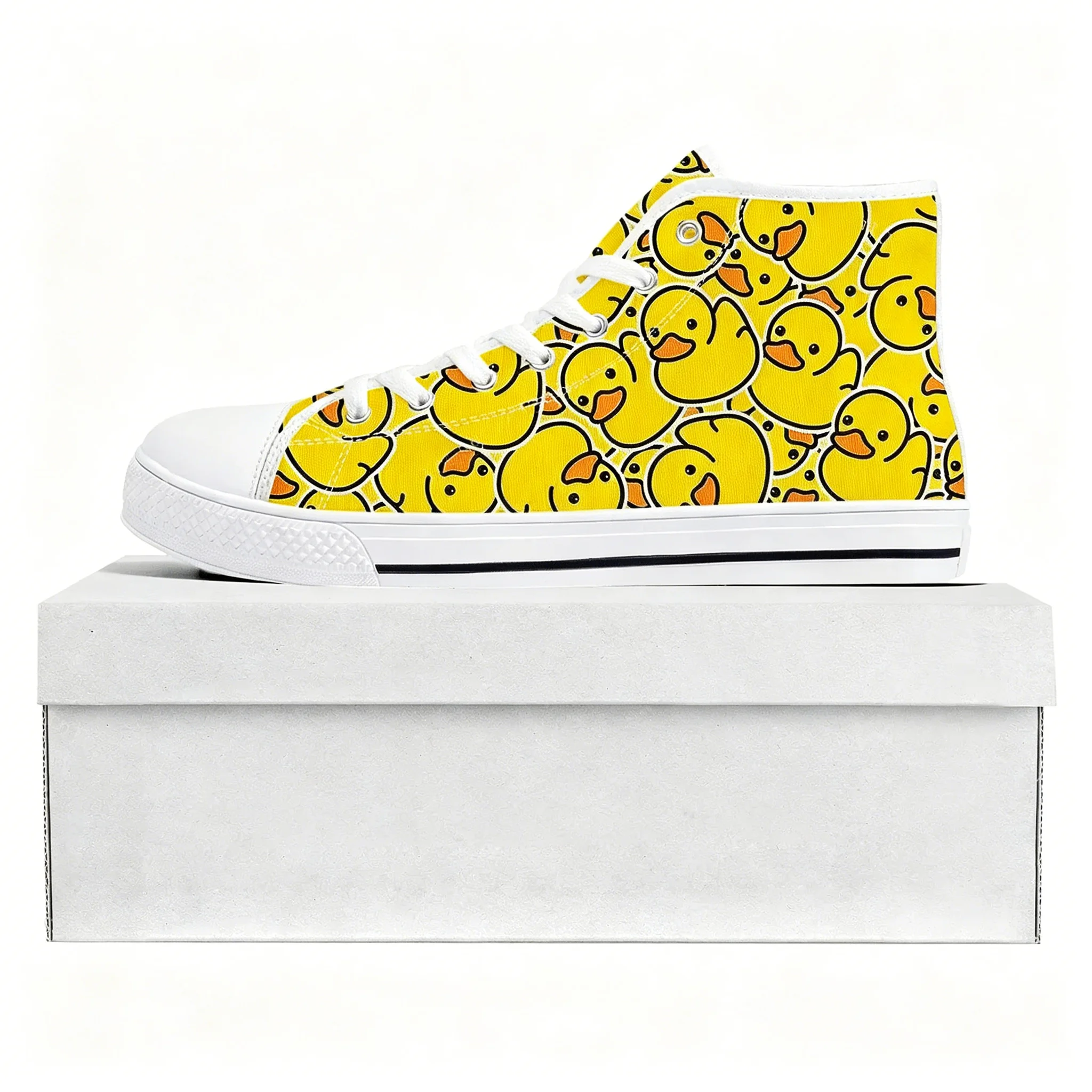 Yellow Duck Printed High Top High Quality Sneakers Mens Womens Teenager Canvas Sneaker Casual Couple Shoes Custom Made Shoe
