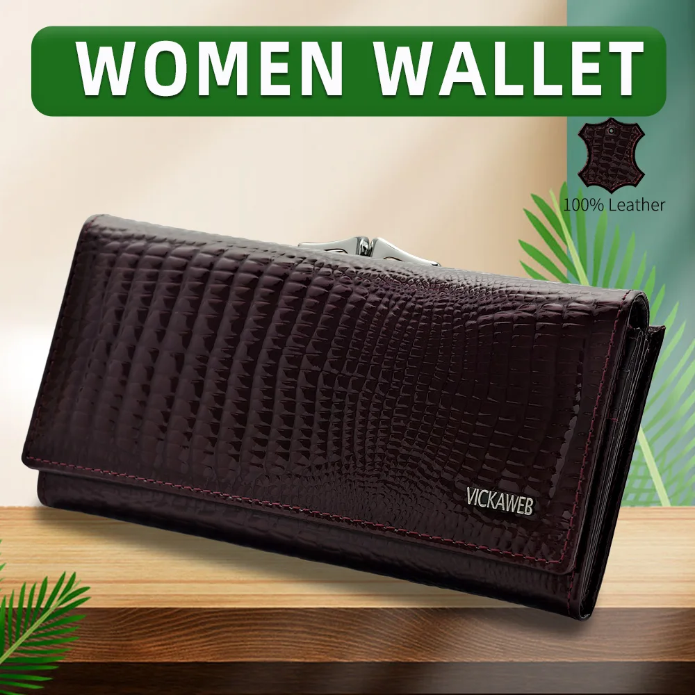 Large Hasp Genuine Leather Snap-Fastener Wallet Luxury Brand Women's Design Ladies Card Woman Long Red Big Capacity Clutch