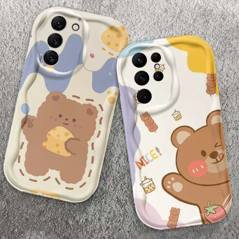 

Cute Bear Cartoon Pattern Phone Case For Samsung Galaxy S26 S25 S24 S23 S22 S21 S20 FE Lite Plus Ultra Wave Oil