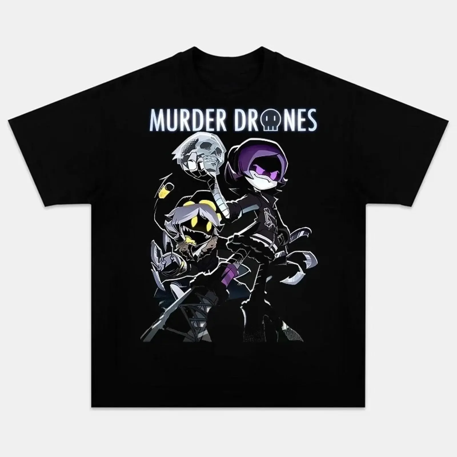 Murder Drones Graphic T‑Shirt Uzi N V Cartoon Robot Merch Unisex O‑Neck Short Sleeve Tee Casual Streetwear Tops for Men Women