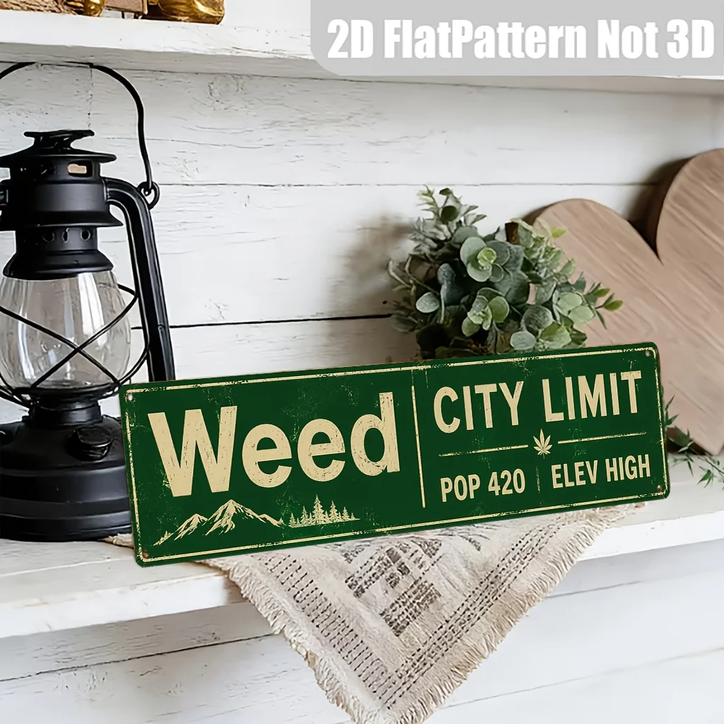 2D Flat, 2D Flat 1-Pack, Weed City Limited Edition Pop 420 Elev High Metal Sign, Vintage Rustic Wall Decor, Home Office Outdoor