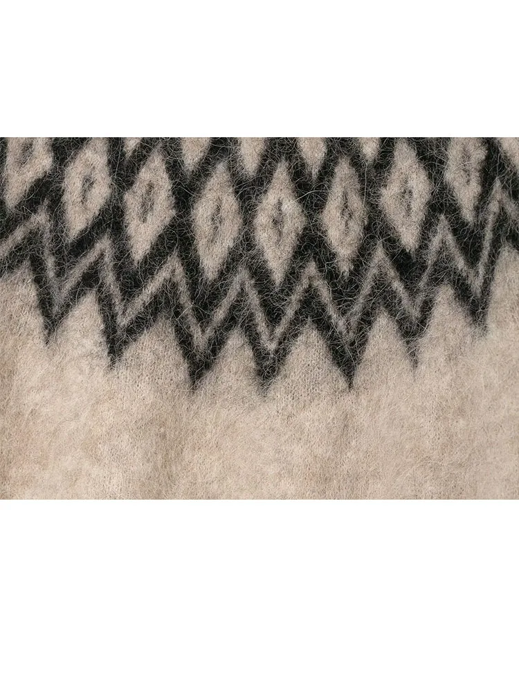 

HH женский зимний модный лыжный сериал альпака жаккардовый вязаный свитер женский универсальный пуловер с круглым вырезом и длинными рукавами топ