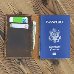 Handmade Genuine Leather Passport Cover with Card Holder and Cover for Driver Documents Covers for Passports 9.5*12.5cm