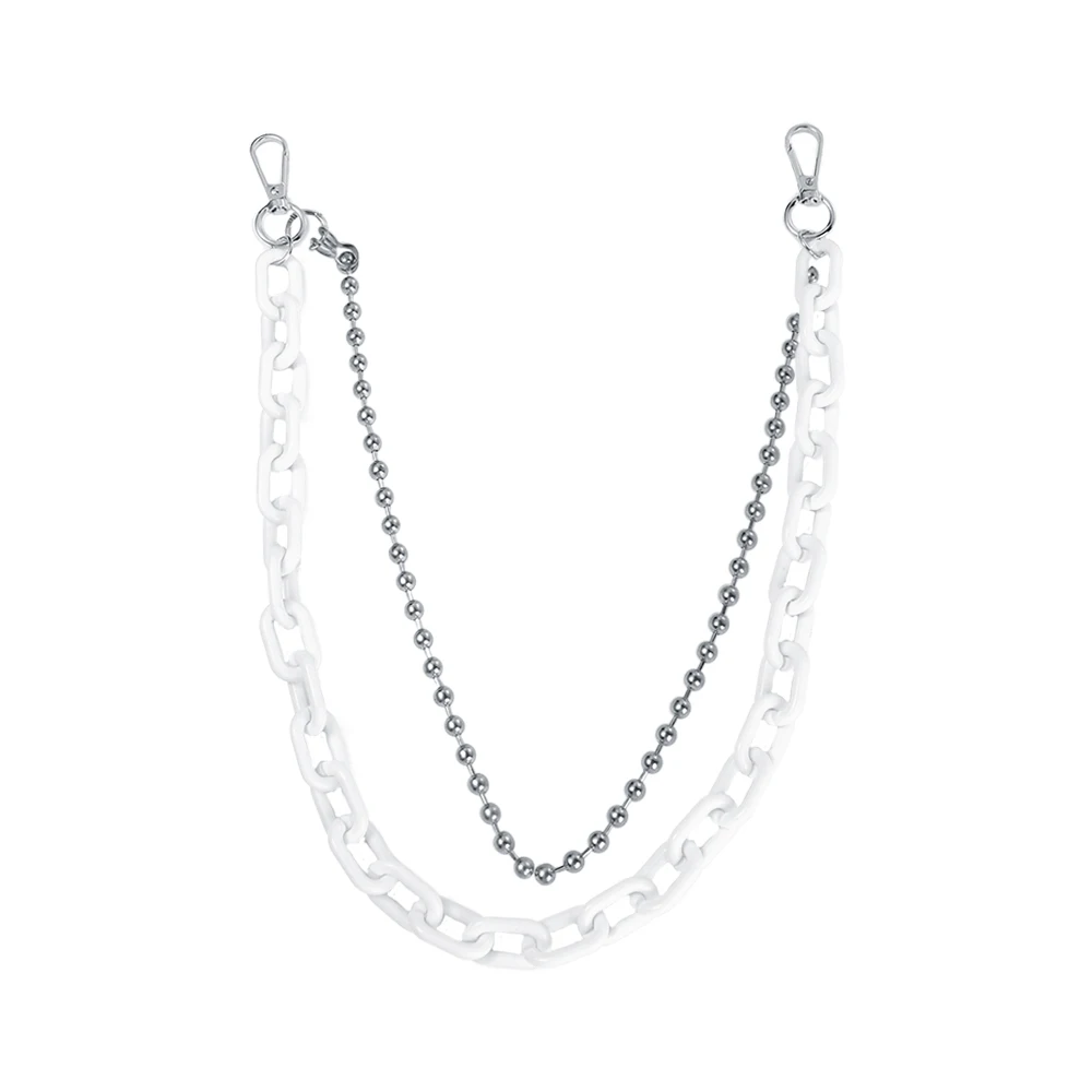 

Популярные украшения для одежды, мужские акриловые цепочки, поясные цепочки в стиле хип-хоп, панк, пластиковые ремни, цепочки для брюк, двухслойные