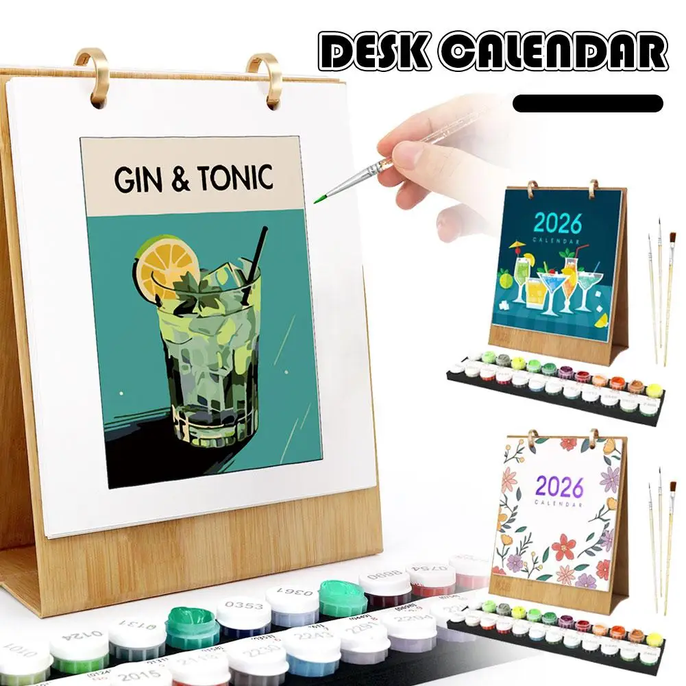 2026 Editie Bureaukalender 12 Maanden Handgemaakte Tafelplanner DIY Nummers Familie Verf en Vriend Herdenkingskalender Door Q2C2