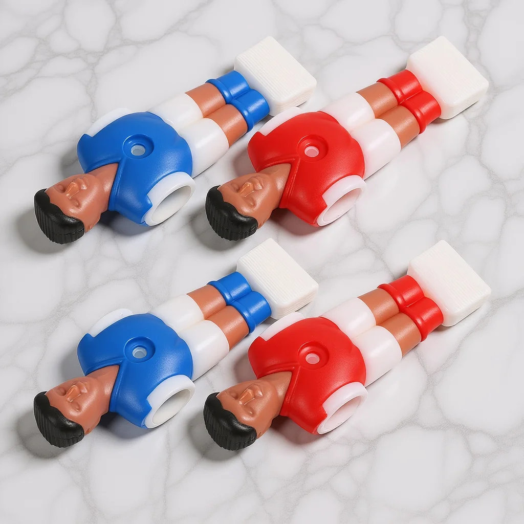 4Pcs Foosball Men Tournament Style Soccer Player Replacement Parts Red Blue Fits Standard Rod Tabletop Football Player Mini