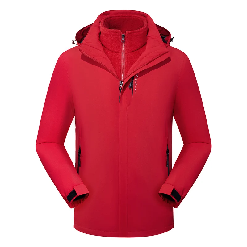 High-Quality Men's Fashionable Three-in-One Jacket Outdoor Travel Couple Style Solid Color Two-Piece Set Durable Windbreaker