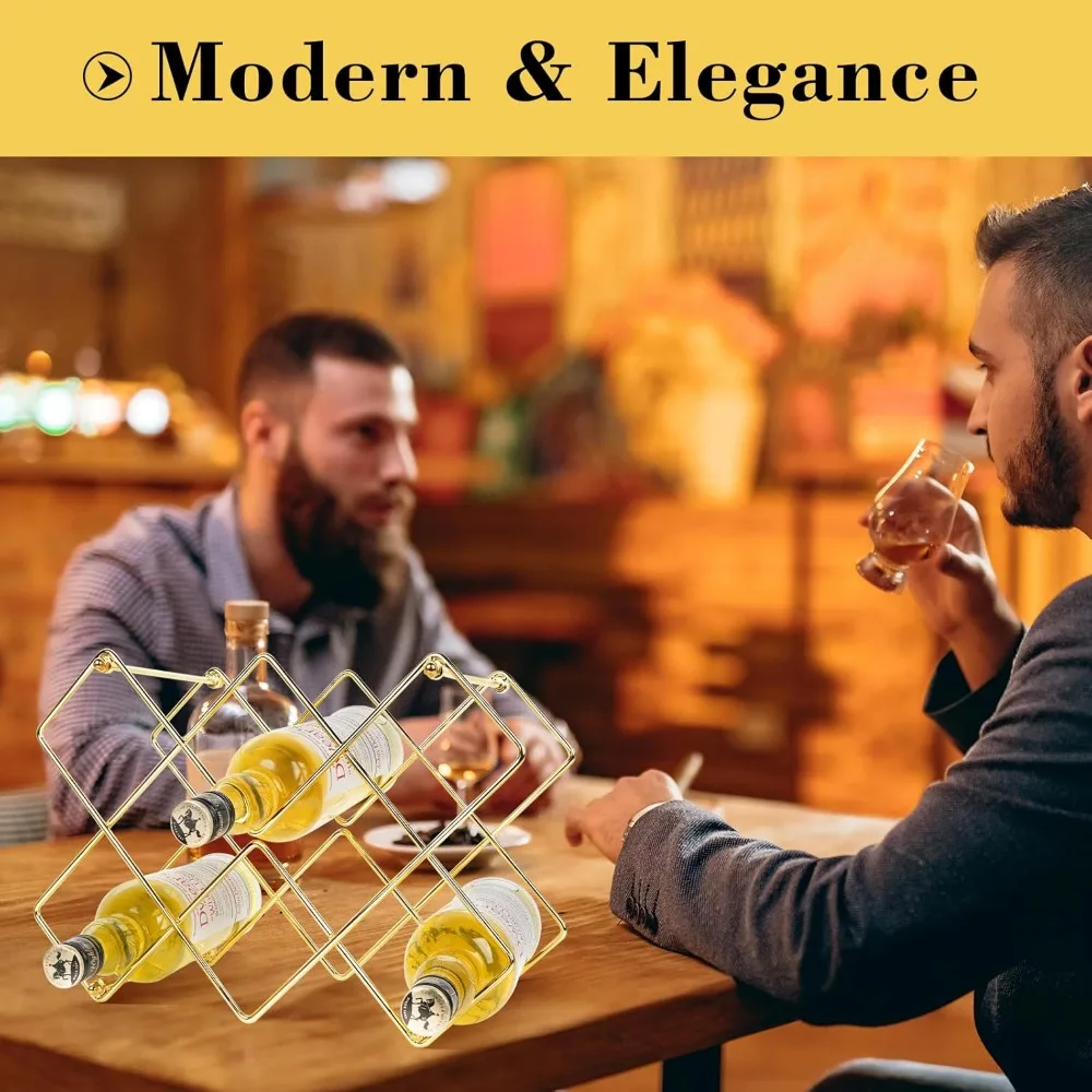 wine rack, freestanding modern gold metal, wine storage cabinet shelf wine racks countertop for pantry,kitchen wine bottle rack