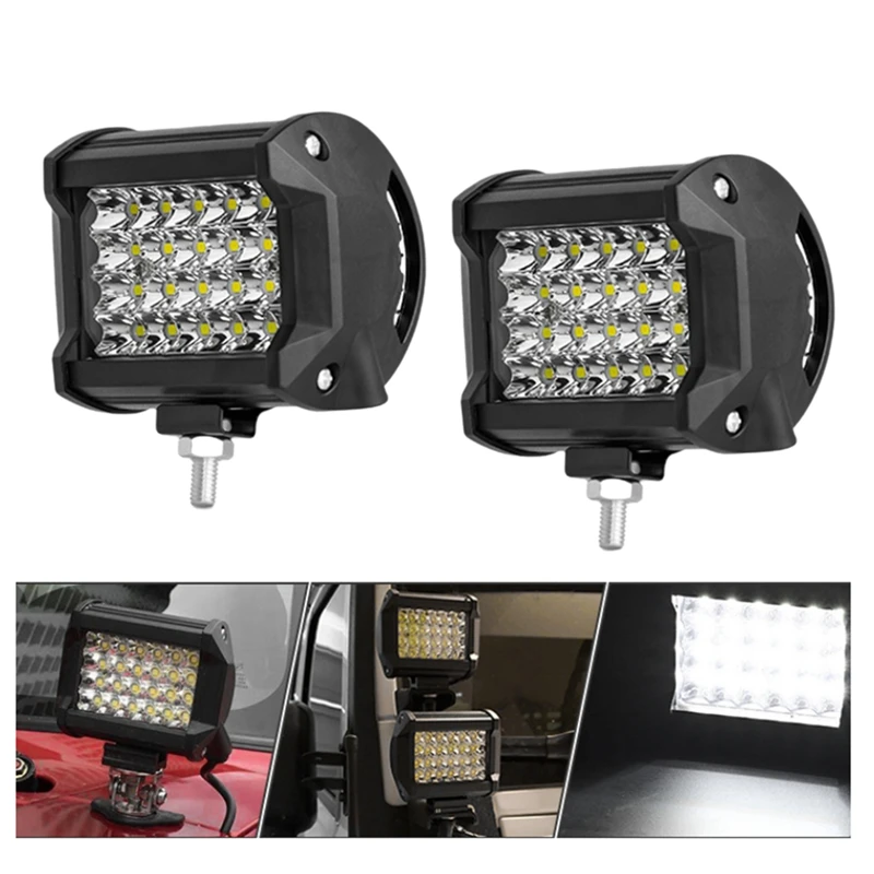 車 12V 24V ヘッドライト 72 ワットライトバー作業灯スポットライト 4 インチ LED ライトバーフォグランプトラックトラクターボート SUV ATV