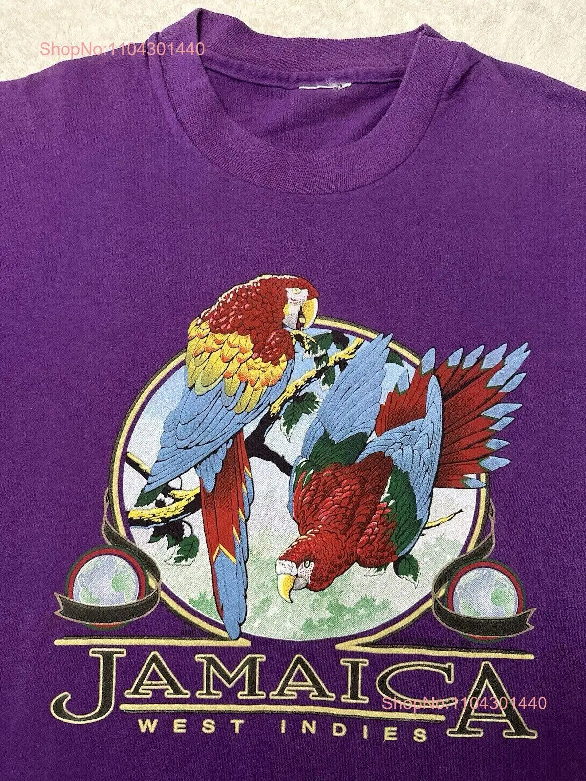 Vintage 1990s 90s Jamaica West Indies Parrot Bird Jamaican Artwork T Shirt M NEW long or short sleeves