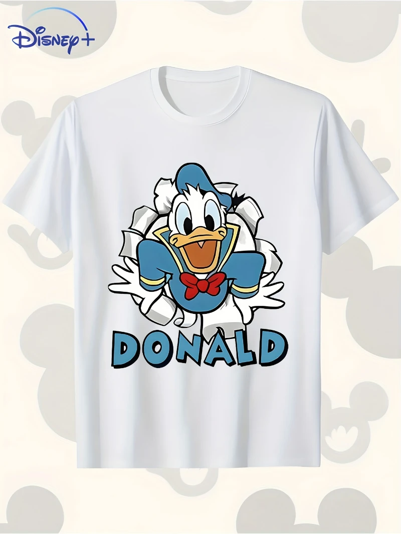 

Летняя повседневная уличная футболка с короткими рукавами и принтом Диснея, с Микки Маусом и звездным узором на круглом вырезе