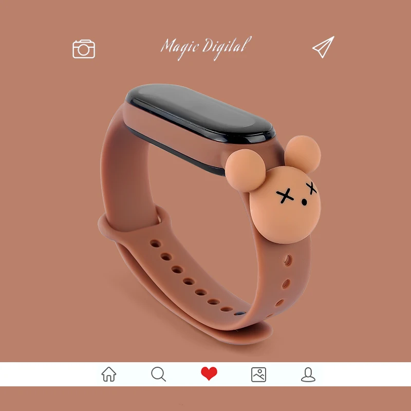 For Mi Band 7 6 5 4 3 Watch Bracelet Of Xiaomi MI Band 3 4 5 Silicone Watch Strap Creative Doll Smart Replacement Wristband Gift