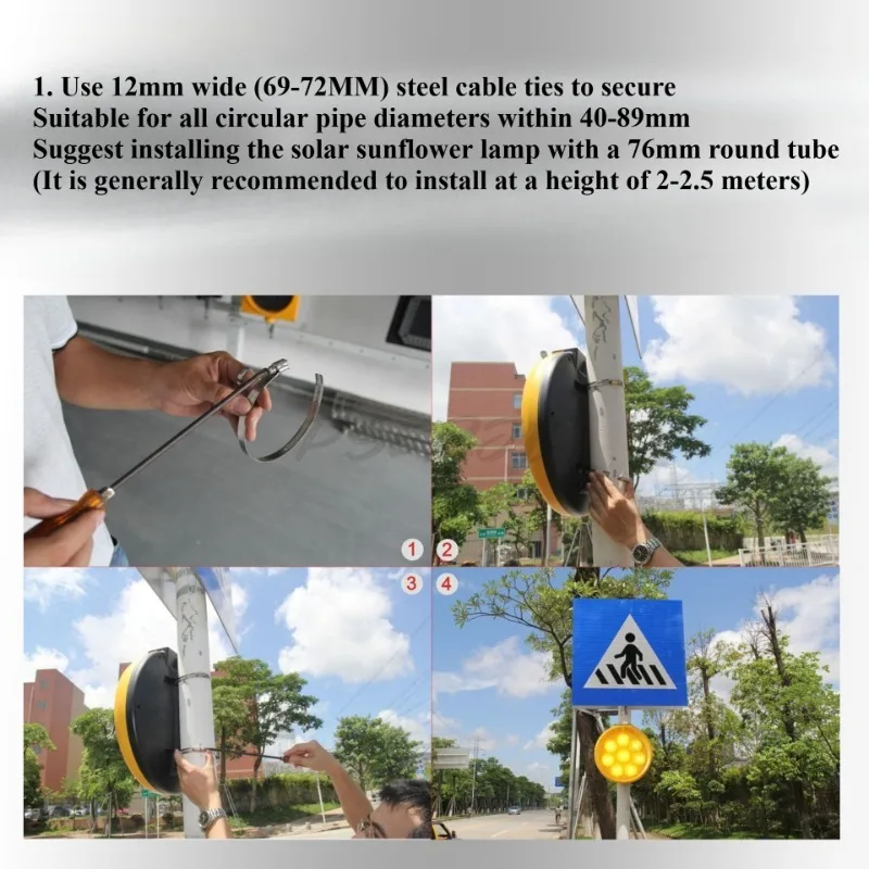Sunflower Warning Light Night High Brightness Circular LED Roadblock Road Safety 8 Lights Solar Flashing