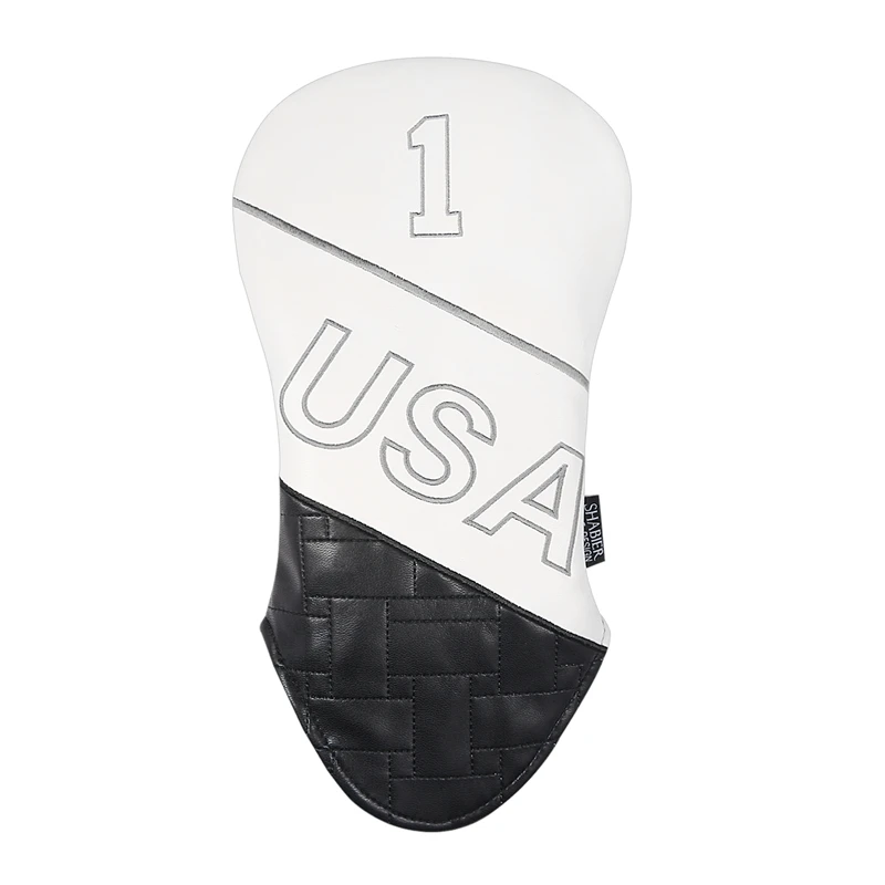 

PU Leather USA Embroidery Golf Club Driver Headcover 3 5 FW Fairway Wood Hybird Covers