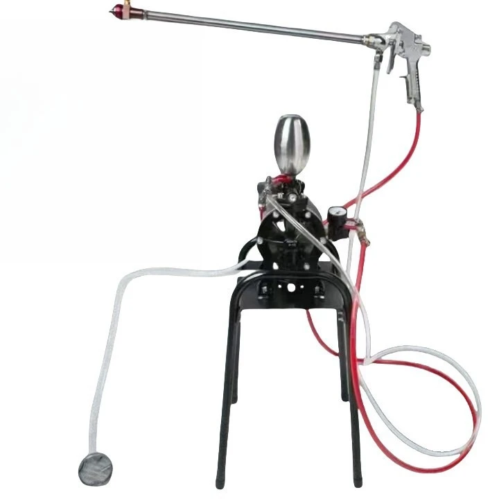 

A10 diaphragm pump is equipped with an extended rod paint spray gun, ceiling spray artifact, and large exterior wall