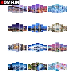 HOMFUN 5pcs Paint With Diamond Embroidery
