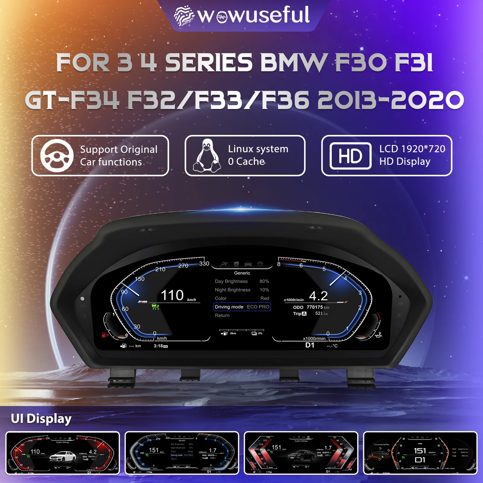 Cruscotto LCD Digitale per BMW Serie 3 4 F30 F31 GT-F34 F32 F33 F36 418D - Pannello Strumenti Virtuale Cockpit Digitale