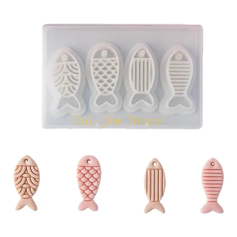 

40GB 4 Piece Cartoon Fish Earring Molds For Polymer Clay Lightweight Plastic Crafting Tool for Kids Art Projects