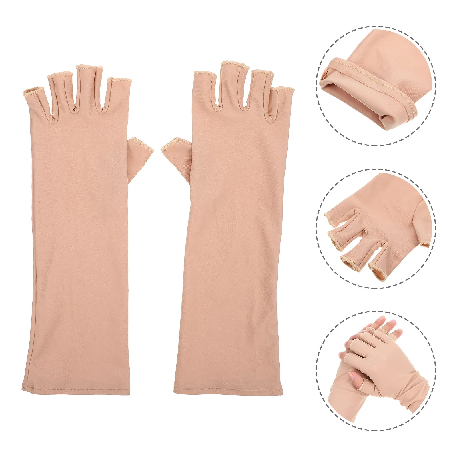 1Pair Sun Protection Arm Sleeves Women Uv Protection Summer Lightweight Breathable Half Finger Arm Cover for Outdoor Cycling
