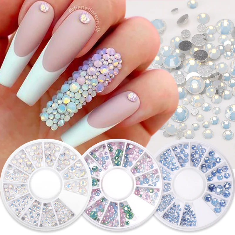 1 Box Milky Jelly Nail Art Rhinestones Crystal Gems Jewelry Bead Manicure Nail Charms Accessories 3D Nail Art Decorations