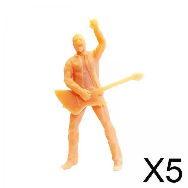 

5 шт. 1:64 Непокрашенные фигурки-модели для миниатюрных сцен, диорам, декораций в масштабе S, Гитарист