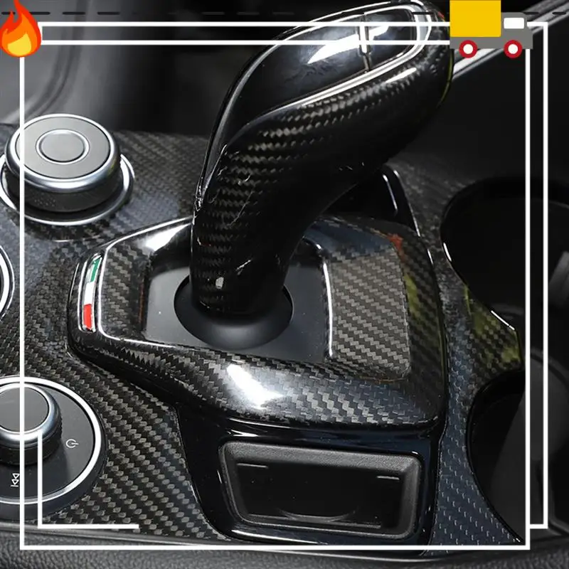 

Discount-Dry Carbon Fiber Car Gear Shift Panel Frame Trim Cover Accessories For Alfa Romeo Giulia Stelvio 2020 2021 Interior Acc