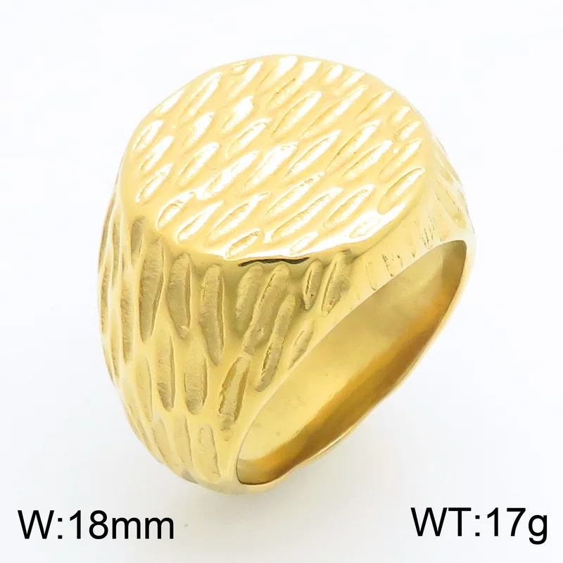 Kalen Punk Edelstahl-Siegelring für Herren, Retro-Hammermuster, Finger-Anillos, Damen-Schmuck, Geschenke – Detail 2