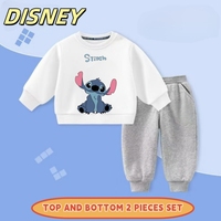 Disney Autumn Baby Boys Clothes Set Kid Girls Cartoon Stitch Printed Sweatshirts Pullover Top and Pants 2pc Suit Children Outfit