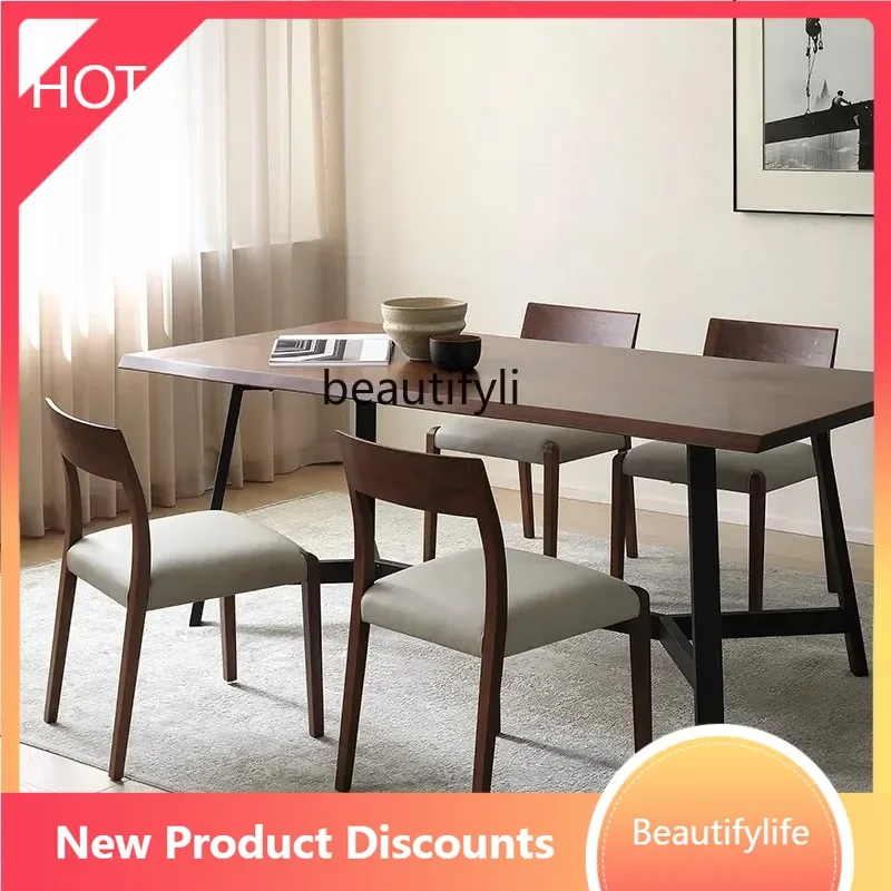 

A57 A57 Nordic dining table, black walnut dining table, solid wood natural edge rectangular home office desk
