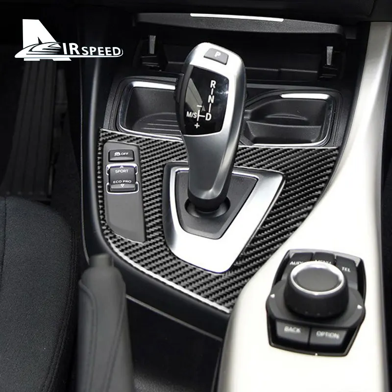 AIRSPEED for BMW F20 F21 LHD Car Interior Carbon Fiber Gear Shift Panel Cover Trim Car Stickers 1 Series 116i 118i Accessories