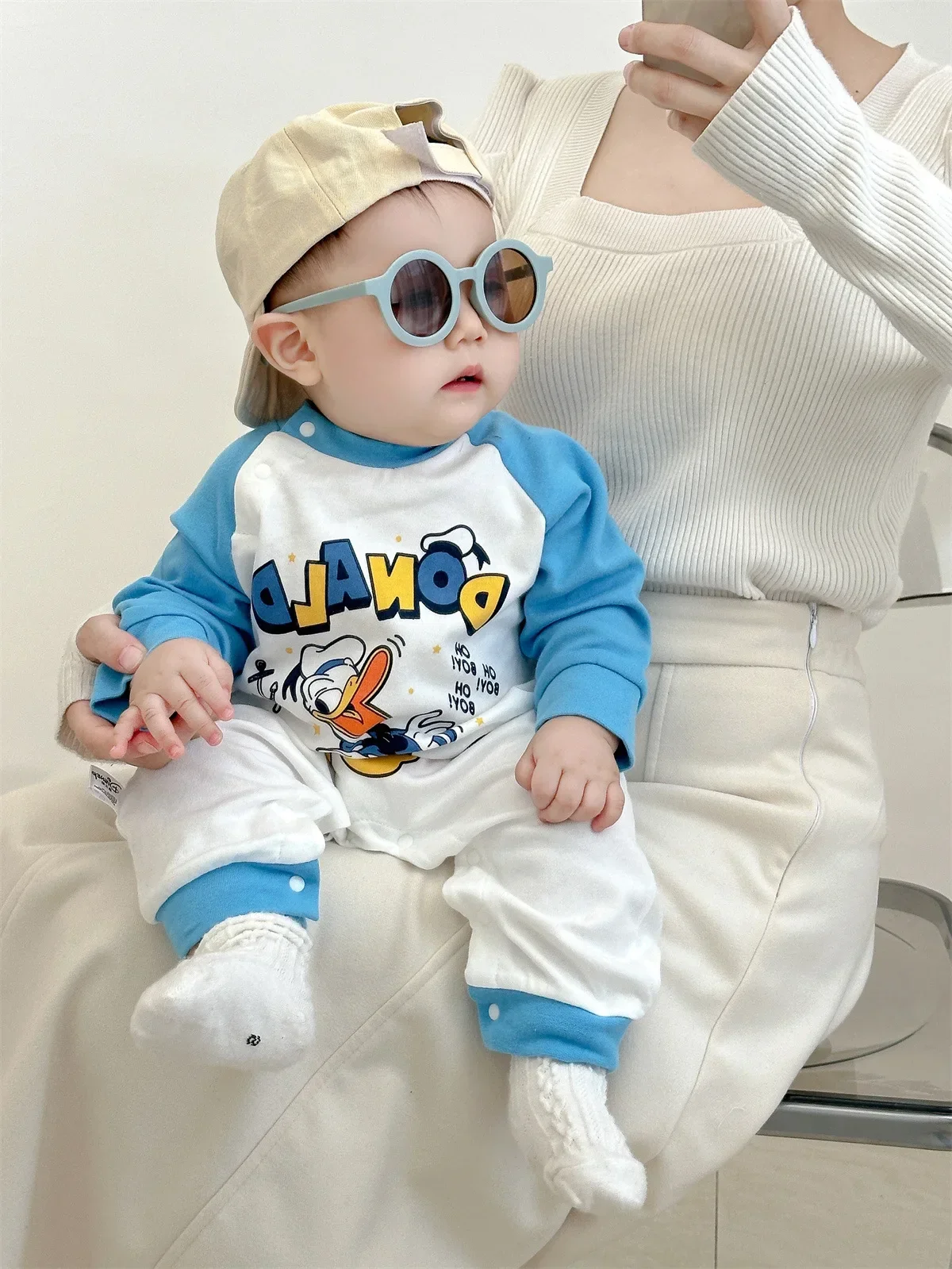 Donald Duck Baby Clothes Boys Girls Handsome Onesies Newborn Outing Outfit Birthday Super Cute Spring Autumn Clothes Rompers